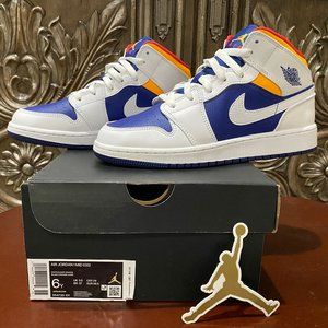 Nike Air Jordan 1 Mid (GS) White Deep Royal Blue - Youth 6/Women's
